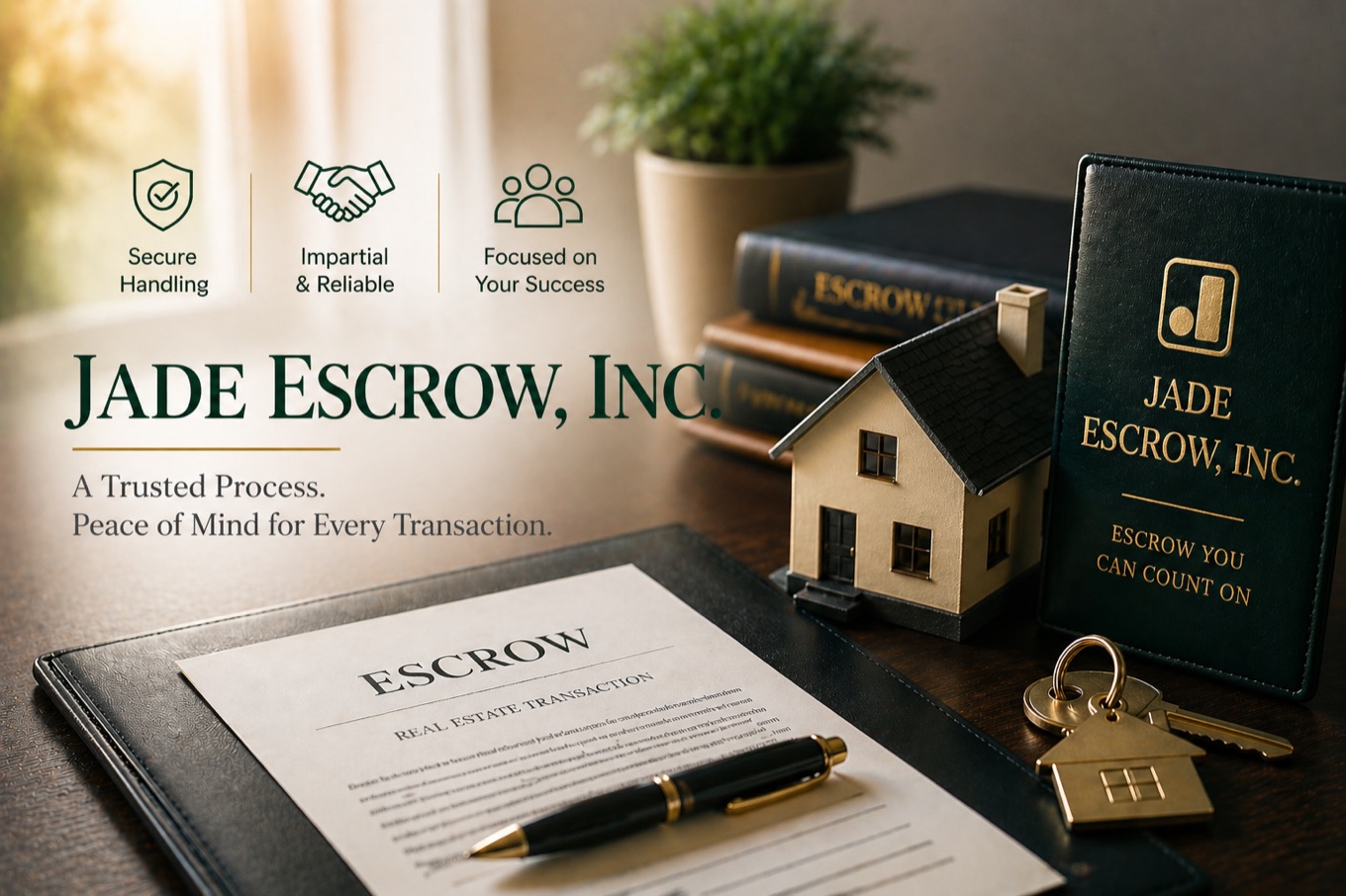 Escrow documents, keys, and Jade Escrow branding